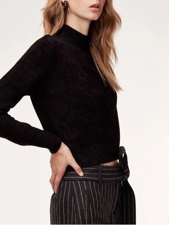 Aritzia Sweaters - Aritzia Wilfred Corteta Chenille Black Mock Neck Sweater Medium